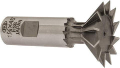 Interstate - 1-7/8" Diam x 13/16" Width of Cut, 45° Included Angle, High Speed Steel Dovetail Cutter - 7/8" Shank Diam, 2-7/16" Shank Length, 3-1/4" Overall Length - All Tool & Supply