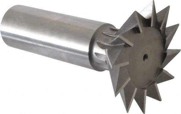 Interstate - 2-1/4" Diam x 1-1/16" Width of Cut, 45° Included Angle, High Speed Steel Dovetail Cutter - 1" Shank Diam, 2-11/16" Shank Length, 3-3/4" Overall Length - All Tool & Supply