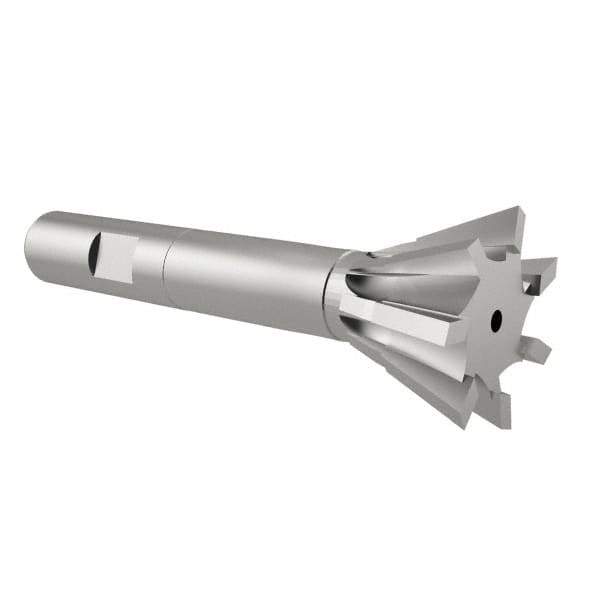 Interstate - 3/4" Diam x 5/16" Width of Cut, 60° Included Angle, High Speed Steel Dovetail Cutter - 3/8" Shank Diam, 2-1/8" Overall Length, Uncoated - All Tool & Supply