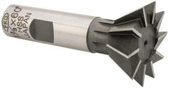 Interstate - 1-3/8" Diam x 9/16" Width of Cut, 60° Included Angle, High Speed Steel Dovetail Cutter - 5/8" Shank Diam, 2-7/8" Overall Length, Uncoated - All Tool & Supply