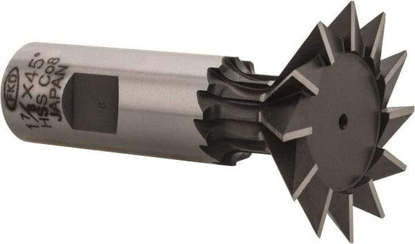 Interstate - 1-7/8" Diam x 13/16" Width of Cut, 45° Included Angle, Cobalt Dovetail Cutter - 7/8" Shank Diam, 2-7/16" Shank Length, 3-1/4" Overall Length - All Tool & Supply