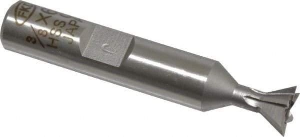 Interstate - 3/8" Diam x 3/16" Width of Cut, 60° Included Angle, Cobalt Dovetail Cutter - 3/8" Shank Diam, 2-1/8" Overall Length, Uncoated - All Tool & Supply