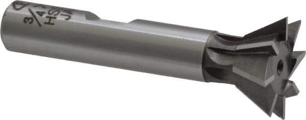 Interstate - 3/4" Diam x 5/16" Width of Cut, 60° Included Angle, Cobalt Dovetail Cutter - 3/8" Shank Diam, 2-1/8" Overall Length, Uncoated - All Tool & Supply