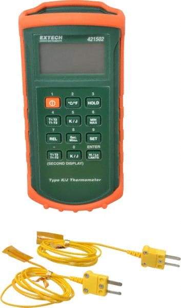 Extech - -328 to 2,498°F Dual Input Digital Thermometer - Digital Display - All Tool & Supply