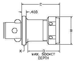 Parlec - PC4 Modular Connection 3/4" Hole End Mill Holder/Adapter - 1-3/4" Nose Diam, 3-1/8" Projection, Through-Spindle Coolant - Exact Industrial Supply