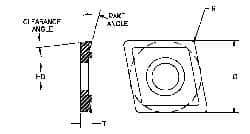 Parlec - CDCD051600 Diamond Tipped Boring Insert - 80° Diamond, 15° Relief Angle, 5/32" Inscr Circle, 0.04" Thick, 1/64" Corner Radius - All Tool & Supply