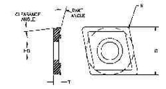 Parlec - CDCD051600 Diamond Tipped Boring Insert - 80° Diamond, 15° Relief Angle, 5/32" Inscr Circle, 0.04" Thick, 1/64" Corner Radius - All Tool & Supply