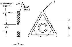 Parlec - TPGH110700 Diamond Tipped Boring Insert - 60° Triangle, 11° Relief Angle, 1/4" Inscr Circle, 3/32" Thick, 0.007" Corner Radius - All Tool & Supply