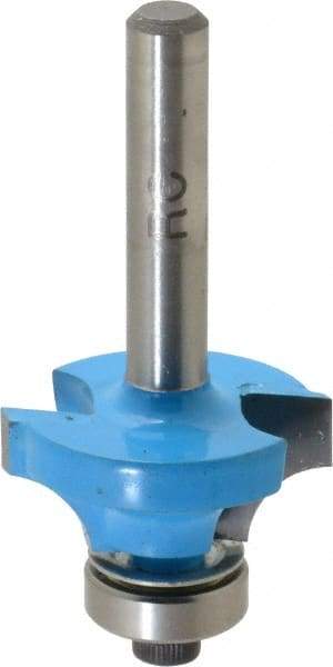 ROMAN CARBIDE - 1" Cut Diam, 1/2" Length of Cut, 2 Flute, Round-Over, Edge Profile Router Bit - Carbide-Tipped, 1/4" Shank Diam, 1-1/4" Shank Length, 2" OAL, Uncoated, Piloted - All Tool & Supply