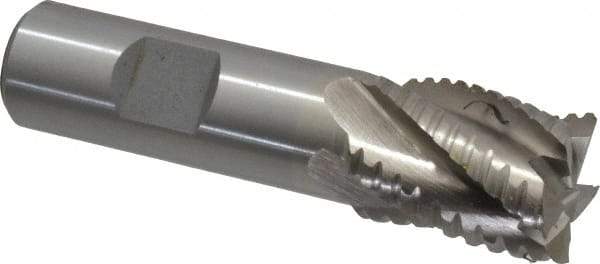 Interstate - 7/8" Diam, 1-1/8" LOC, 5 Flute Cobalt Roughing & Finishing Square End Mill - Uncoated, 3-3/8" OAL, 3/4" Shank Diam, Weldon Shank, 30° Helix, Non-Centercutting - All Tool & Supply