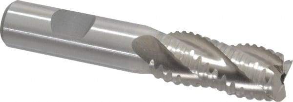 Interstate - 11/16" Diam, 1-5/8" LOC, 4 Flute Cobalt Roughing & Finishing Square End Mill - Uncoated, 3-3/4" OAL, 5/8" Shank Diam, Weldon Shank, 30° Helix, Non-Centercutting - All Tool & Supply