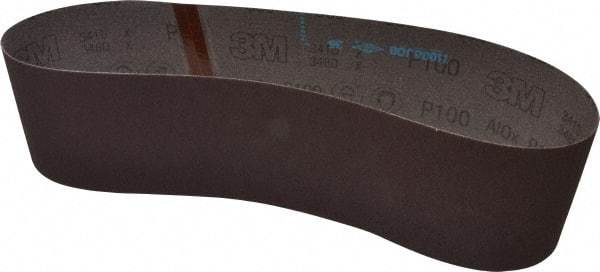 3M - 4" Wide x 36" OAL, 100 Grit, Aluminum Oxide Abrasive Belt - Aluminum Oxide, Fine, Coated, X Weighted Cloth Backing, Series 341D - All Tool & Supply