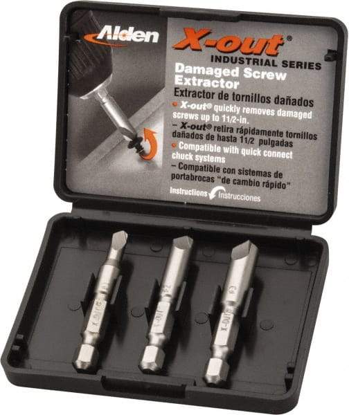 Alden - 3 Piece Quick-Connect Screw Extractor/Drill Set - Screw Range #6 to #14 - All Tool & Supply