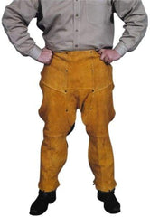 PRO-SAFE - Size Universal Leather with KevlarThread Flame Resistant/Retardant Chaps - No Pockets, Gold - All Tool & Supply