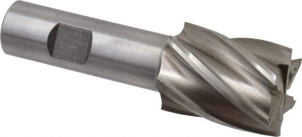 Interstate - 1-3/16", 1-1/2" LOC, 3/4" Shank Diam, 3-7/8" OAL, 6 Flute, Cobalt Square End Mill - Single End, Uncoated, Spiral Flute, 30° Helix, Centercutting, Right Hand Cut, Right Hand Flute - All Tool & Supply