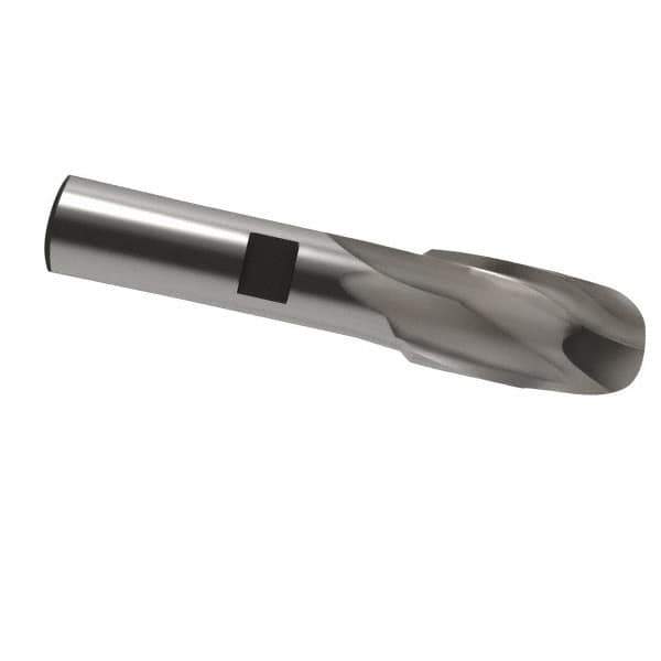 Interstate - 5/8" Diam, 1-1/8" LOC, 2 Flute Cobalt Ball End Mill - Uncoated, Single End, 3-1/8" OAL, 1/2" Shank Diam, Spiral Flute - All Tool & Supply