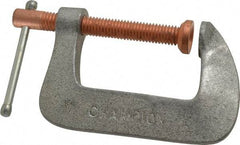 Made in USA - Light-Duty 2-1/4" Max Opening, 1-3/4" Throat Depth, Aluminum Alloy Standard C-Clamp - 875 Lb Capacity, 0" Min Opening, Standard Throat Depth - All Tool & Supply