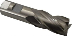 Interstate - 1-1/8", 2" LOC, 1" Shank Diam, 4-1/2" OAL, 4 Flute, High Speed Steel Square End Mill - Single End, Uncoated, Spiral Flute, 30° Helix, Centercutting, Right Hand Cut, Right Hand Flute - All Tool & Supply