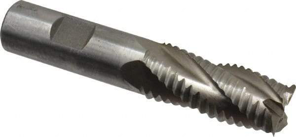 Interstate - 13/16" Diam, Coarse Pitch, 1-7/8" LOC, 4 Flute Cobalt Roughing Square End Mill - Uncoated, 4-1/8" OAL, 3/4" Shank Diam, Single End, Centercutting - All Tool & Supply