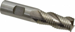 Interstate - 3/4" Diam, Coarse Pitch, 1-5/8" LOC, 3 Flute Cobalt Roughing Square End Mill - Uncoated, 3-3/4" OAL, 3/4" Shank Diam, Single End, Centercutting - All Tool & Supply