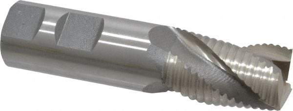 Interstate - 1" Diam, Coarse Pitch, 1-5/8" LOC, 3 Flute Cobalt Roughing Square End Mill - Uncoated, 4-1/8" OAL, 1" Shank Diam, Single End, Centercutting - All Tool & Supply