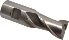 Interstate - 1-1/4", 2" LOC, 1-1/4" Shank Diam, 4-1/2" OAL, 2 Flute, High Speed Steel Square End Mill - Single End, Uncoated, Spiral Flute, Centercutting, Right Hand Cut, Right Hand Flute - All Tool & Supply