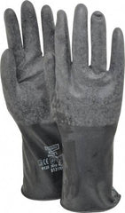 North - Size M (8), 14" Long, 17 mil Thick, Butyl Chemical Resistant Gloves - Textured Finish, Rolled Cuff, Black - All Tool & Supply