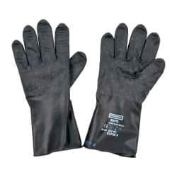 North - Size L (9), 11" Long, 13 mil Thick, Butyl Chemical Resistant Gloves - Textured Finish, Rolled Cuff, Black - All Tool & Supply