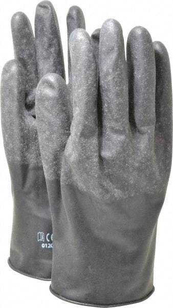 North - Size XL (10), 11" Long, 13 mil Thick, Butyl Chemical Resistant Gloves - Textured Finish, Rolled Cuff, Black - All Tool & Supply