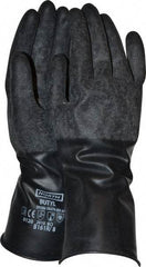 North - Size M (8), 11" Long, 16 mil Thick, Butyl Chemical Resistant Gloves - Textured Finish, Rolled Cuff, Black - All Tool & Supply