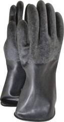 North - Size XL (10), 14" Long, 32 mil Thick, Butyl Chemical Resistant Gloves - Textured Finish, Rolled Cuff, Black - All Tool & Supply