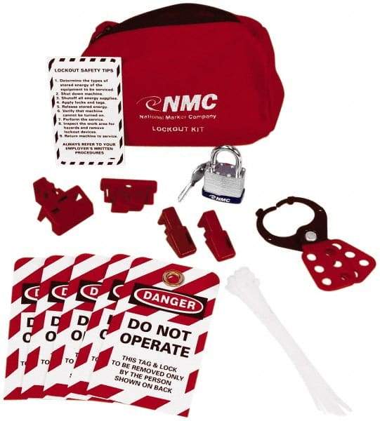 NMC - 20 Piece Electrical Lockout Kit - Keyed Differently, Comes in Pouch - All Tool & Supply