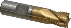 Interstate - 5/8" Diam, 3/4" LOC, 4 Flute Cobalt Roughing & Finishing Square End Mill - TiN Finish, 2-7/8" OAL, 5/8" Shank Diam, Weldon Shank, 30° Helix, Non-Centercutting - All Tool & Supply