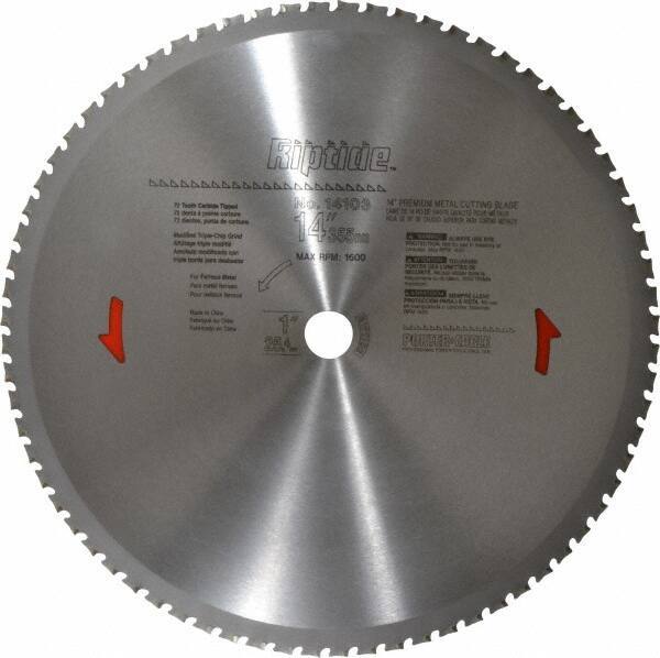 Porter-Cable - 14" Diam, 1" Arbor Hole Diam, 72 Tooth Wet & Dry Cut Saw Blade - Carbide-Tipped, Cutoff Action, Standard Round Arbor - All Tool & Supply