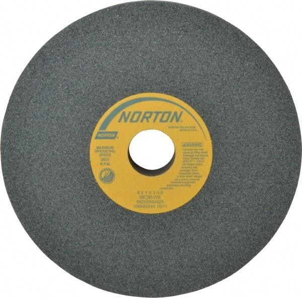 Norton - 8" Diam x 1-1/4" Hole x 1" Thick, I Hardness, 80 Grit Surface Grinding Wheel - Silicon Carbide, Type 1, Medium Grade, 3,600 Max RPM, Vitrified Bond, No Recess - All Tool & Supply