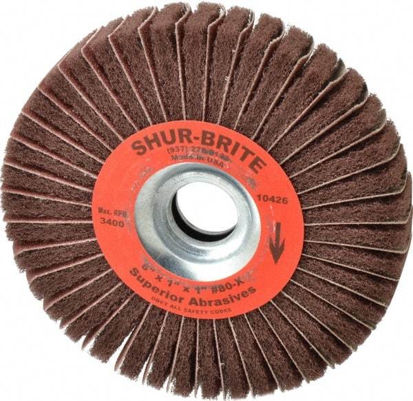 Superior Abrasives - 6" Diam, 80 Grit Aluminum Oxide Duplex Wheel - 1" Hole, 1" Wide, Coated, Medium Grade, 4,500 Max RPM - All Tool & Supply