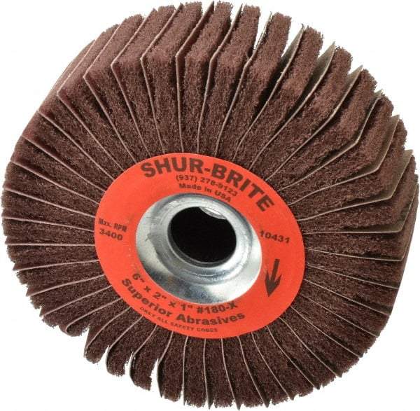 Superior Abrasives - 6" Diam, 180 Grit Aluminum Oxide Duplex Wheel - 1" Hole, 2" Wide, Coated, Very Fine Grade, 4,500 Max RPM - All Tool & Supply