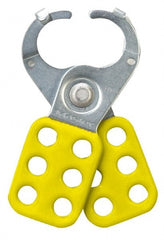 Master Lock - Lockout Hasps; Hasp Type: Scissor-Action ; Jaw Type: Single Jaw ; Maximum Number of Padlocks: 6 ; Material: Steel ; Color: Yellow - Exact Industrial Supply