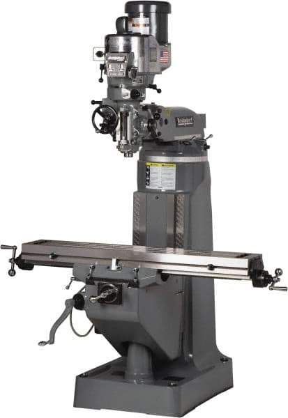 Bridgeport - 9" Table Width x 49" Table Length, Variable Speed Pulley Control, 3 Phase Knee Milling Machine - R8 Spindle Taper, 2 hp - All Tool & Supply