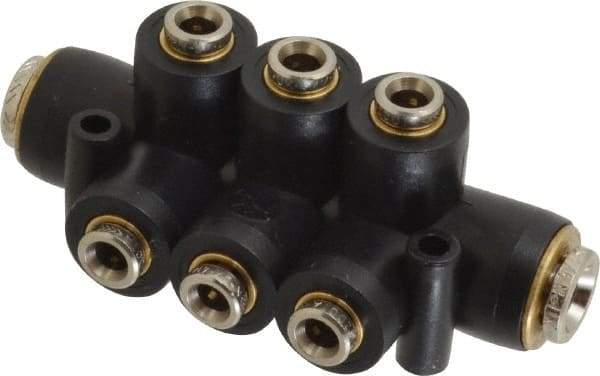 Norgren - 1/4" Inlet, 5/32" Outlet Manifold - 175°F Max, 260 Max PSI, 2 Inlet Ports, 3 Outlet Ports - All Tool & Supply