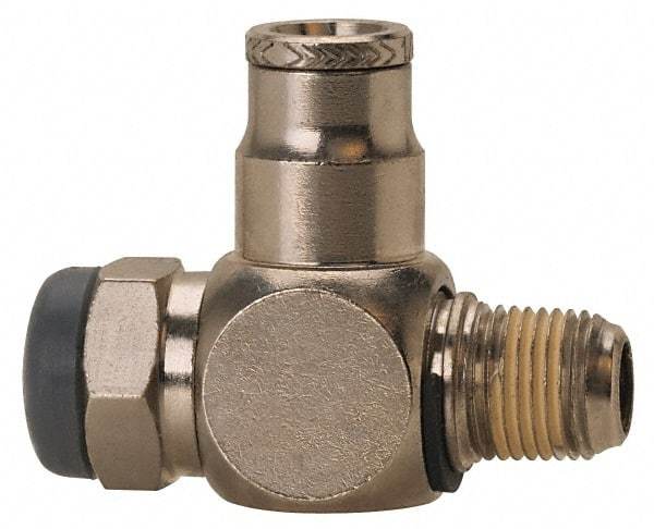 Norgren - 3/8" Tube Inlet x 1/4" NPT Outlet Tamper Resistant Flow Control Valve - 5 to 150 psi, Needle Valve & Brass Material - All Tool & Supply