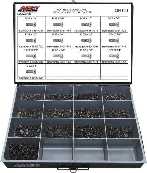 Value Collection - 1,300 Piece Steel Socket Head Cap Screws - #6 to #10 Thread - All Tool & Supply