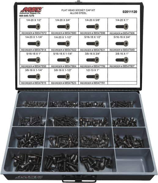 Value Collection - 360 Piece Steel Socket Head Cap Screws - 1/4 to 1/2 Thread - All Tool & Supply