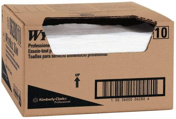 WypAll - X80 1/4 Fold Food Service Wipes - Box, 23-1/2" x 12-1/2" Sheet Size, Blue & White - All Tool & Supply