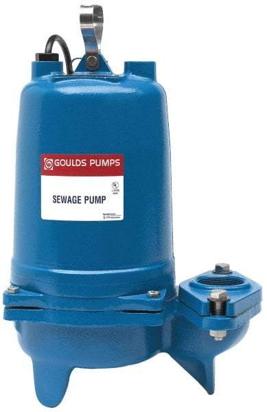 Goulds Pumps - 1/2 hp, 230 Amp Rating, 230 Volts, Nonautomatic Operation, Sewage Pump - 1 Phase, Cast Iron Housing - All Tool & Supply