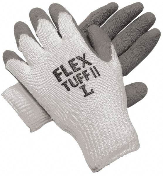 MCR Safety - Size S (7) Latex Coated Cotton Blend General Protection Work Gloves - For General Purpose, Palm & Fingers Coated, Knit Wrist Cuff, Full Fingered, Gray/Natural, Paired - All Tool & Supply