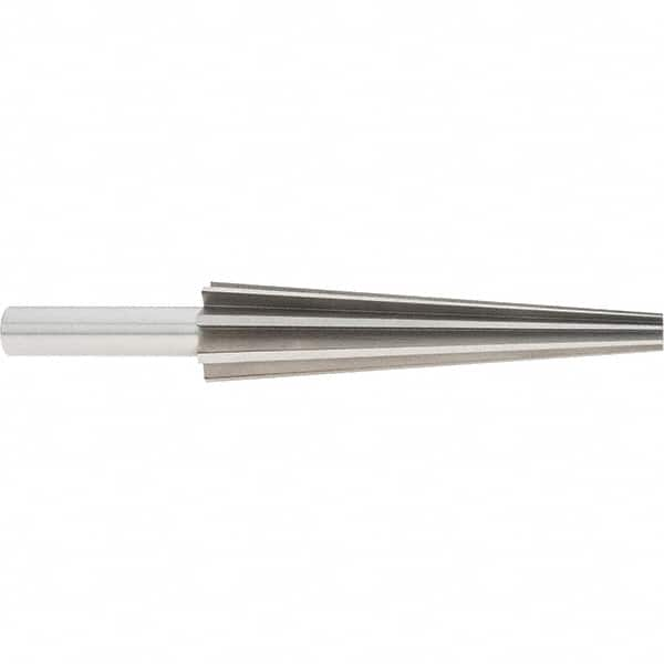 Alvord Polk - 1" Diam, 3/8" Small End Diam, 1/2" Diam Round Shank, 4-1/2" Flute, Repairman's Reamer - All Tool & Supply