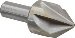 Interstate - 1-1/2" Head Diam, 3/4" Shank Diam, 6 Flute 82° High Speed Steel Countersink - Bright Finish, 3-1/2" OAL, Single End, Straight Shank, Right Hand Cut - All Tool & Supply