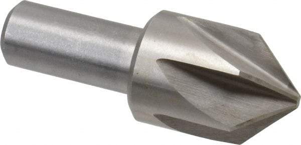 Interstate - 1-1/4" Head Diam, 3/4" Shank Diam, 6 Flute 90° High Speed Steel Countersink - Bright Finish, 3-3/8" OAL, Single End, Straight Shank, Right Hand Cut - All Tool & Supply