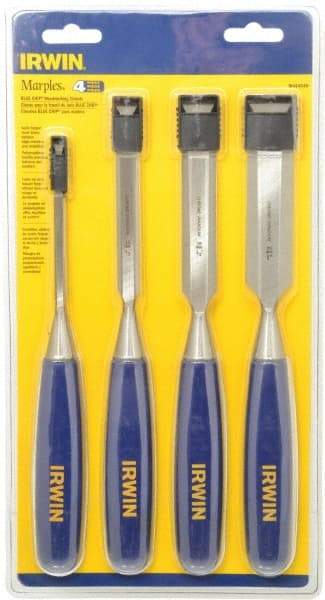 Irwin - 4 Piece Wood Chisel Set - 10-3/4" OAL, Sizes Included 1/4 to 1" - All Tool & Supply